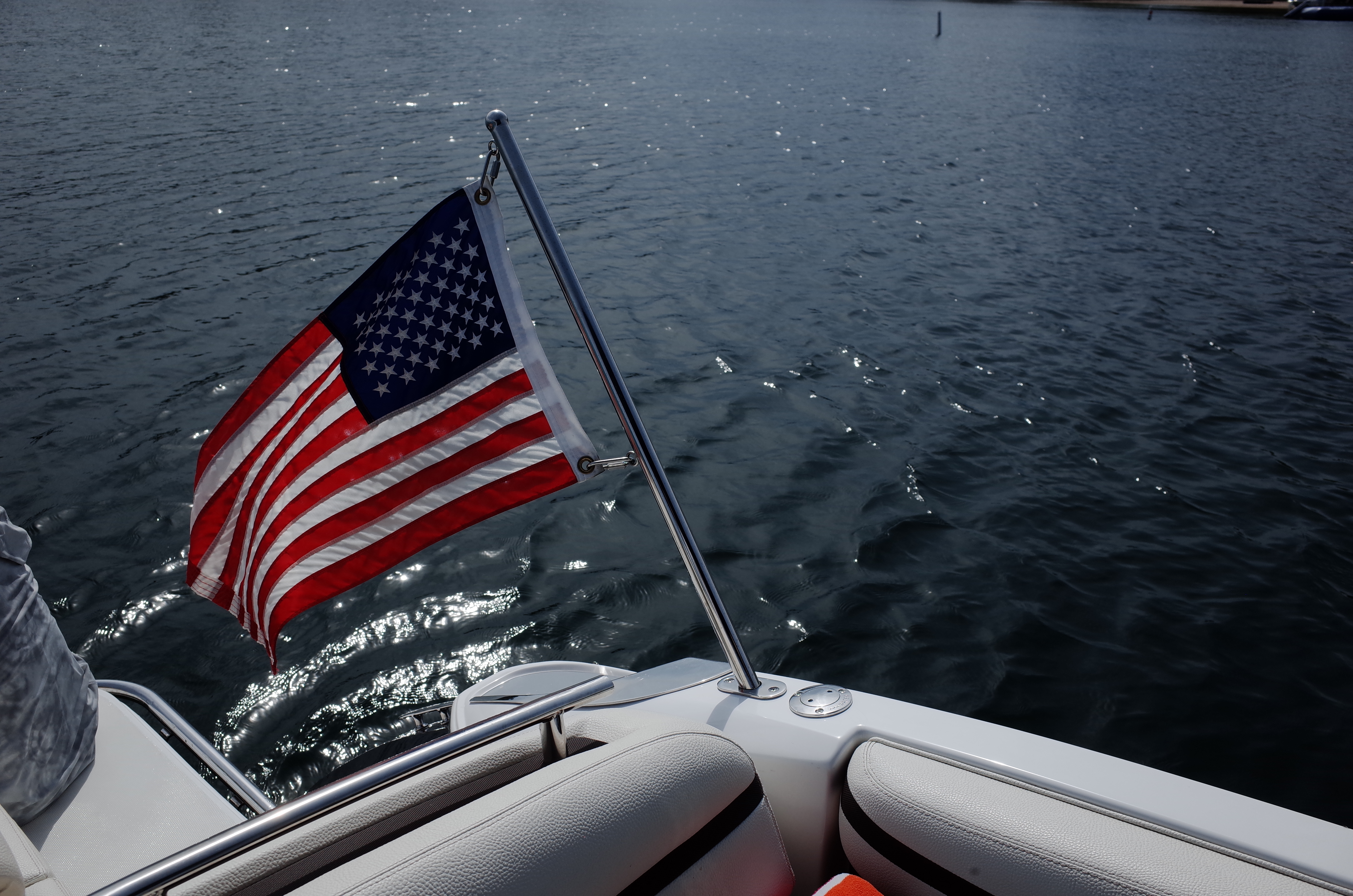American flag on a boat