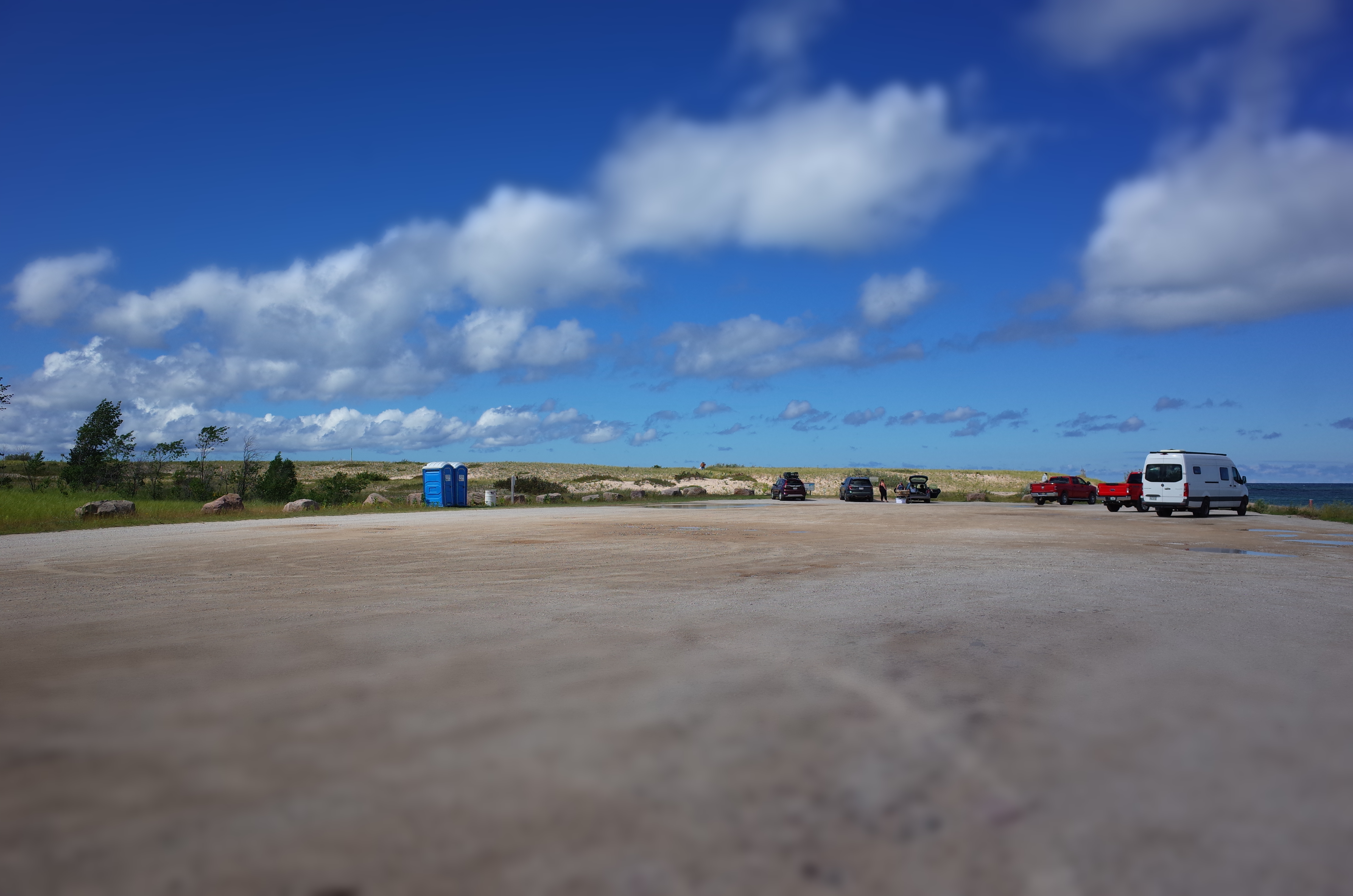 Lake Superior beach parking lot